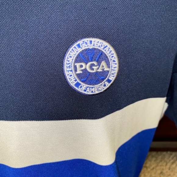 RLX Ralph Lauren Men's Large Blue White Color-block Short Sleeve Golf Polo Shirt - Picture 3 of 8